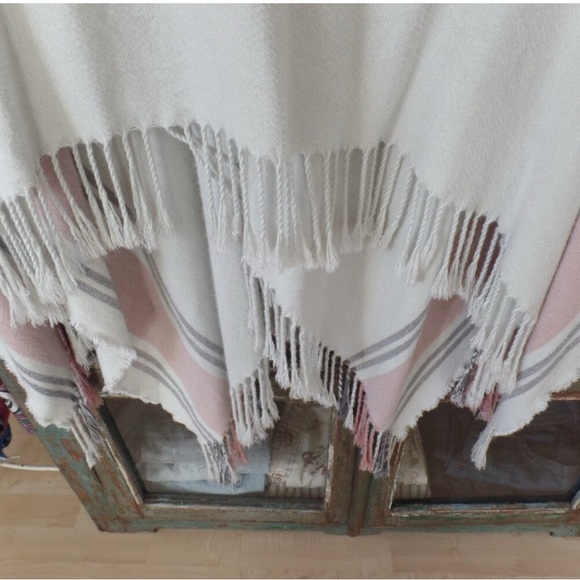 Siizu Causebox COLAB Stripe Poncho Scarf Fringe Shawl - Picture 7 of 8